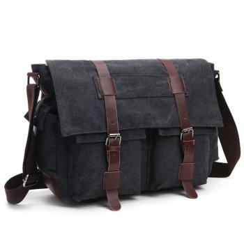 Sac à épaule pour hommes LOSMILE en toile noire, 16 pouces