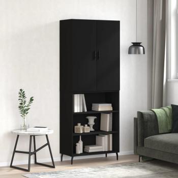 Armoire Latérale Chic Noir 69,5x34x180 cm en Bois d'Ingénierie