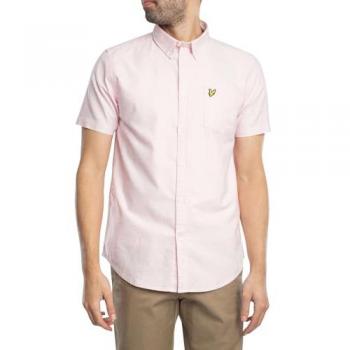 Lyle & Scott Short Sleeve Oxford Shirt, Pink, Size 36 (Regular)