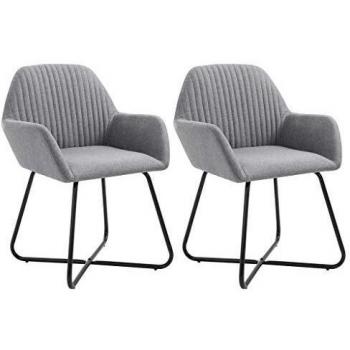 Pack De 2 Sillas De Comedor Tchia Terciopelo Gris 84X61x61 Cm