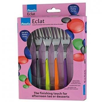 Amefa 2214MZWB27AN6 Eclat Color‑Splash Stainless Steel Pastry Forks