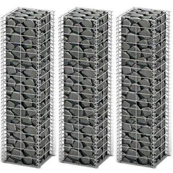 VidaXL Gabion Set 3 pcs Galvanized Wire 25 x 25 x 100 cm