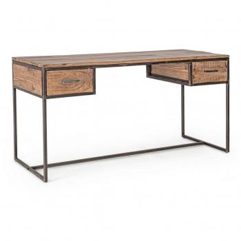 Bureau contemporain 150x60x77 cm en bois d'acacia et métal