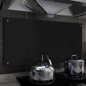 100x50 cm Black Tempered Glass Backsplash for Kitchen