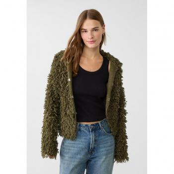 Cardigan in maglia Kaki con frange XS-S