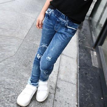 Vaqueros informales con rotos para niños y niñas, denim, de 5 a 10 años