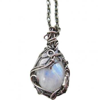 Collar de luna para mujer con colgante de piedra
