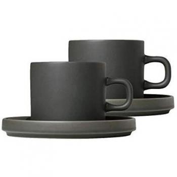 Tasse BLOMUS PILAR Trinkgefäße Gr. Ø 8 cm x 7 cm 200 ml, grau (dunkelgrau) Kaffeetasse Teetasse Trinkgefäße für Kaffee, 4-teilig