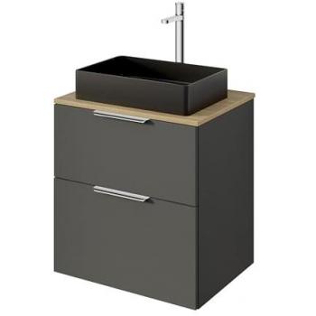 Meuble Suspendu Sous Vasque Bernstein Anthracite Lavabo 2 Tiroirs