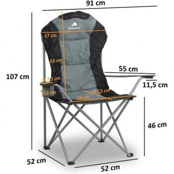 Sedia da Pesca Pieghevole CampFeuer Grigia – Con Portabicchieri Integrato