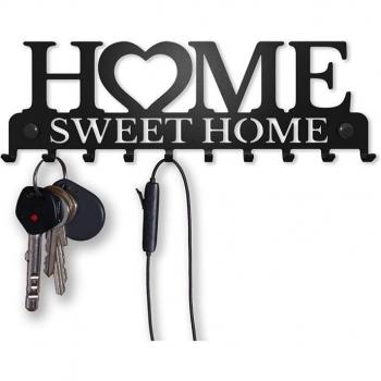 Sweet Home Black Metal Balcony Wall-mounted Clothes Rack Key Holder Kitchen Organizer Bathroom Rangement Hooks Hangers Storage