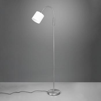 Lampada da terra Tommy, nichel/bianco, altezza 130 cm, metallo/tessuto