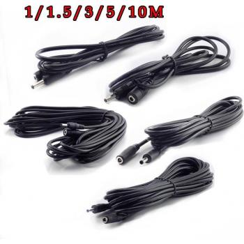 Cable de alimentación macho hembra 1/1.5/3/5M 5V 2A con conector 3.5mm x 1.35mm para cámaras de vigilancia