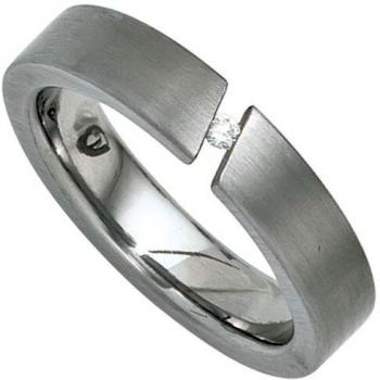 Matratzen-Edelstahlring für Damen mit 1 Brillant (0,03 ct) – Größe 54