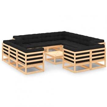 VidaXL Set Divani da Esterno 13 pz Cuscini Antracite Legno di Pino