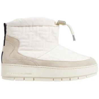 Snowboot Monogram in pelle scamosciata bianco Tommy Hilfiger