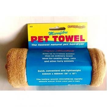 3 x Snugglesafe Microfiber Dog Towel in Zip Bag Brown 92x46cm