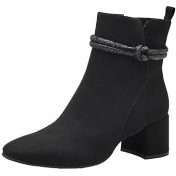 Marco Tozzi Damen Stiefelette Schwarz Blockabsatz Elegant mit Reißverschluss Größe 36