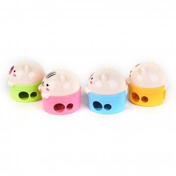 Taille-crayon double trous chat et ours