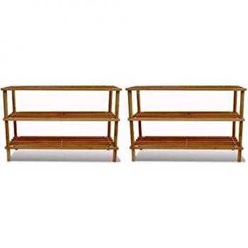 Zapatero de 3 Alturas vidaXL 2 Unidades en Madera Maciza