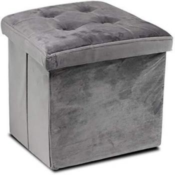GreaTool Puff Cuadrado, Taburete Plegable con Reposapiés, 38 X 38 X 38CM Gris