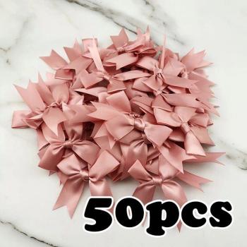 Nœuds en satin rose 85x85mm, 50 pièces/paquet, décoration artisanale
