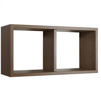 Étagère rectangulaire murale 2 compartiments cubiques chêne tabac Morgana Maxi