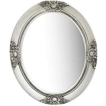 VidaXL Wall Mirror in Baroque Style: Meticulously Crafted Wooden Frame, Unique Bevelled Edge, Silver Colour, with Mounting Hooks