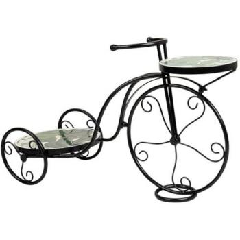 Schwarzer Eisen Blumentopfhalter mit Fahrradmotiv 26 x 43 x 67 cm