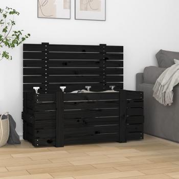 Boîte de rangement noire 91x40,5x42 cm en bois de pin