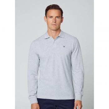 Polo A Maniche Lunghe Hackett Slim Fit Grigio Chiaro 2XL