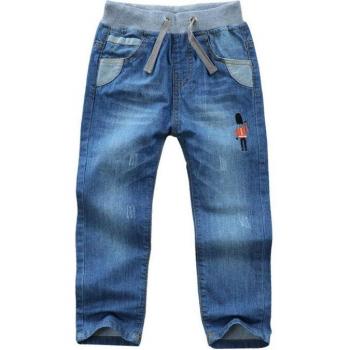 Elastic Waist Navy Blue Denim Jeans for Boys