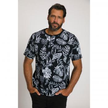 3XL Plus Size Slub Cotton Knit Henley Tee for Men, Black, JP1880