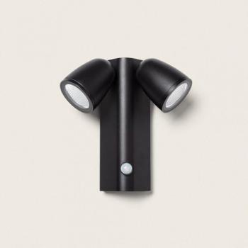 Applique Murale LED 12W avec Détecteur de Mouvement PIR Abel 2 Spots Noir