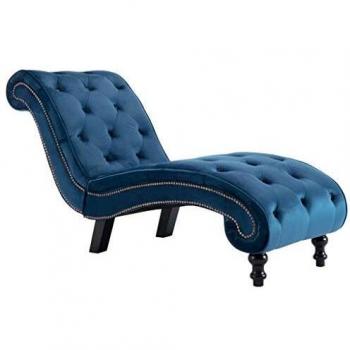 Luxuriöse Chaiselongue in Blau aus Samt