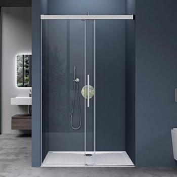 Porta Doccia Scorrevole per Nicchia in Vetro Temperato 6 mm Trasparente, Anticalcare, 120x195 cm, con Maniglia Cromata e Profilo