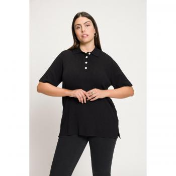 Polo fine donna 56/58 nera con texture in viscosa e cotone