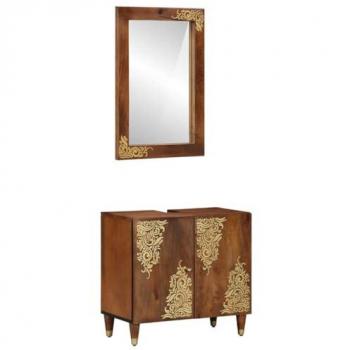 Pacchetto Mobili da Bagno con Porta 2 Unità Marrone 62x33x58cm