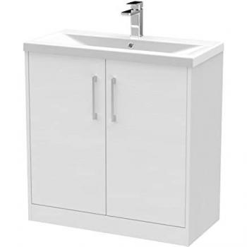 Juno Modern 800mm White Ash Floor Standing 2-Door Vanity Unit with 40mm Profile Basin