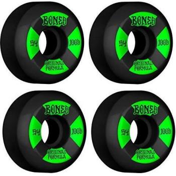 Bones 100’s OG Formula V5 54mm Skateboard Wheels Set – Black/Green