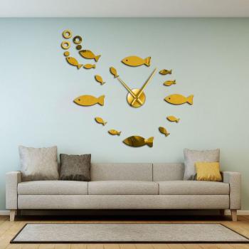 Zauberhafte Zeitreise – DIY 3D Fisch-Uhr im Spiegel-Design, 60 cm Größe