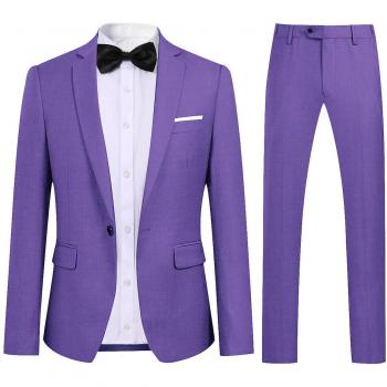 Traje de Boda y Oficina para Hombre Púrpura Slim L