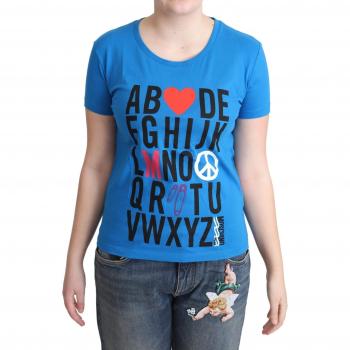 Cotton Blue Letter Print T-Shirt by Moschino
