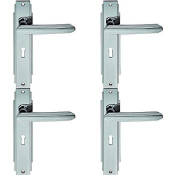 Luxury Chrome Line Handles, 4‑Piece Set – 205 × 45 mm