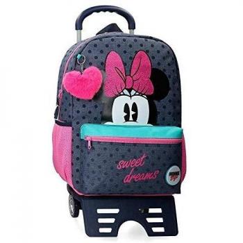 Mochila Escolar Minnie Mouse con Carro, 42 cm, color Azul