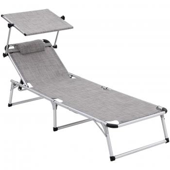 SONGMICS Chaise longue avec dossier, Gris Chiné / 55 X 193 X 31 cm