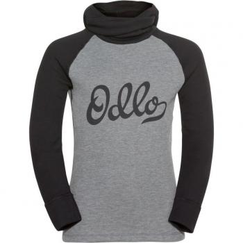 Odlo Active Warm Eco Kinder Langarm-Funktionsunterhemd mit Facemask, Braun/Dunkelgrau