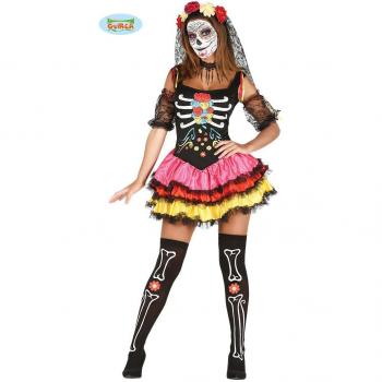 Costume Femme Catrina Mexicaine Taille L