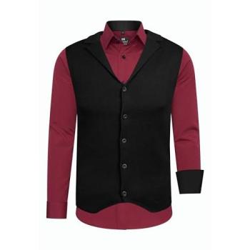 Langarmhemd & Weste Set „Rusty Neal“ Herren 4XL – Rot, Europäische Größentabelle, Mehrfarbig