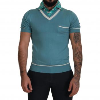 Dolce & Gabbana Men's Blue Silk Polo T-shirt